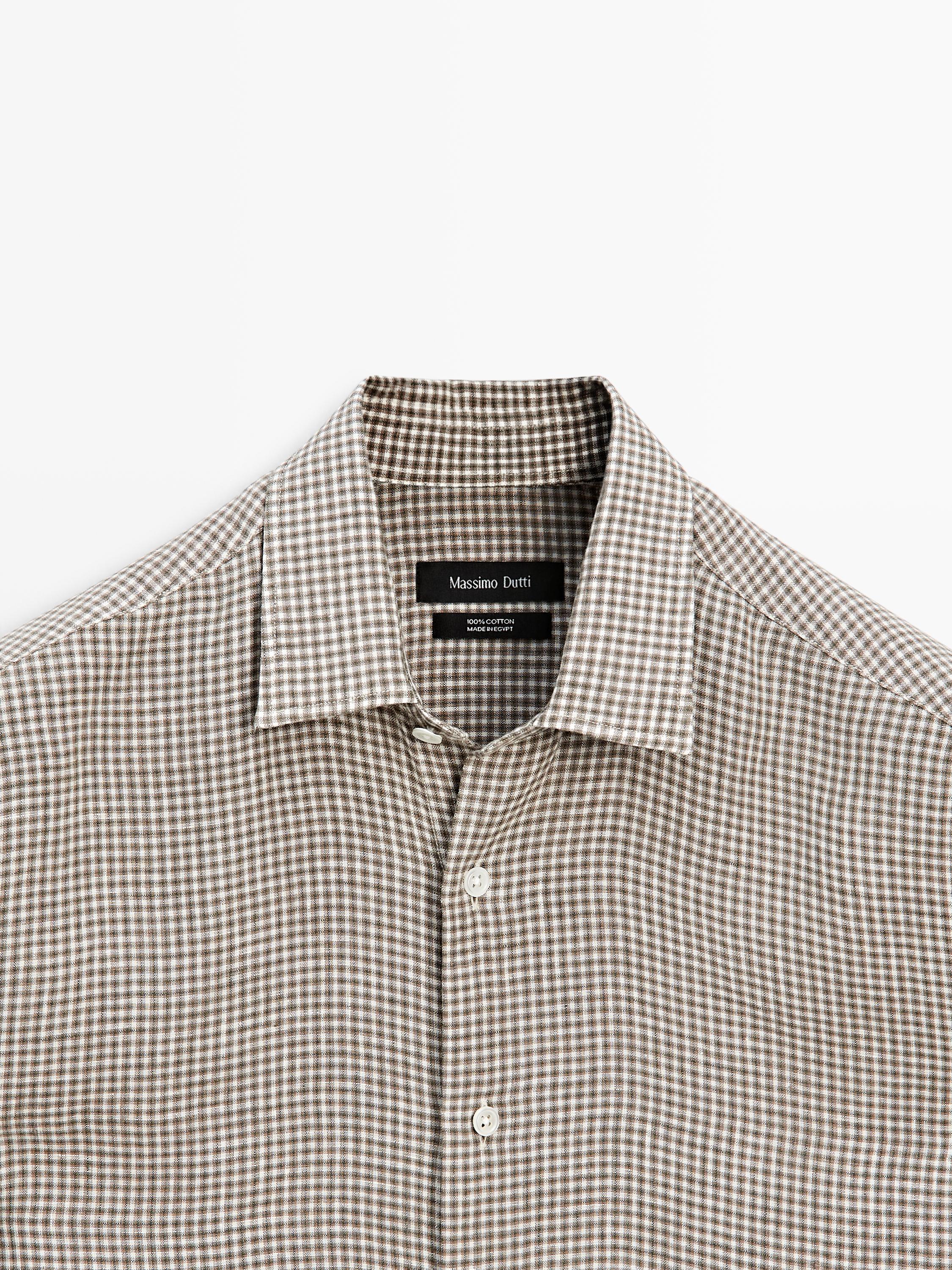 100% linen regular fit check shirt
